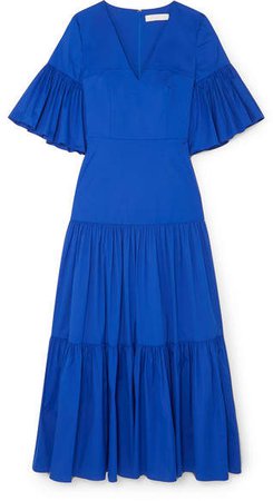 Teodora Cotton-blend Poplin Maxi Dress - Blue