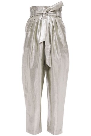 Silver Takecare metallic linen-blend piqué tapered pants | Sale up to 70% off | THE OUTNET | IRO | THE OUTNET