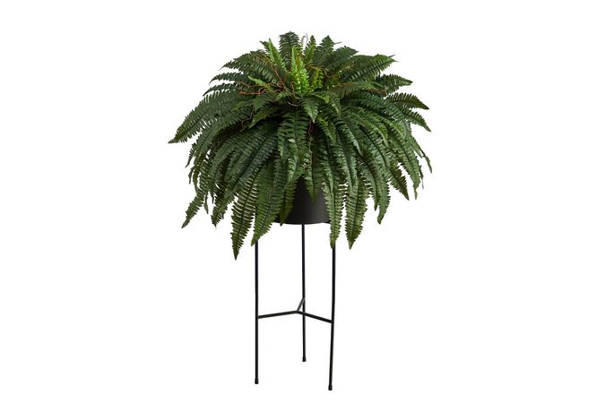 51” Boston Fern Artificial Plant in Black Planter with Stand | Ashley