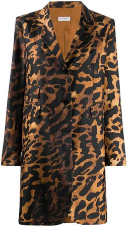 animal print midi coat
