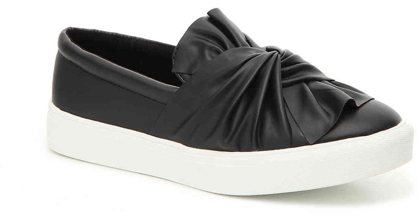 Slip on tennis shoes black leather bow zoe - Google Search