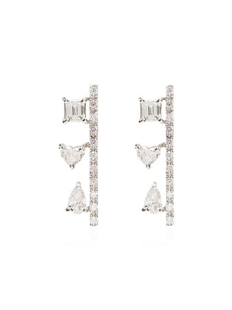 Mindi Mond 18kt white gold bar diamond earrings - FARFETCH