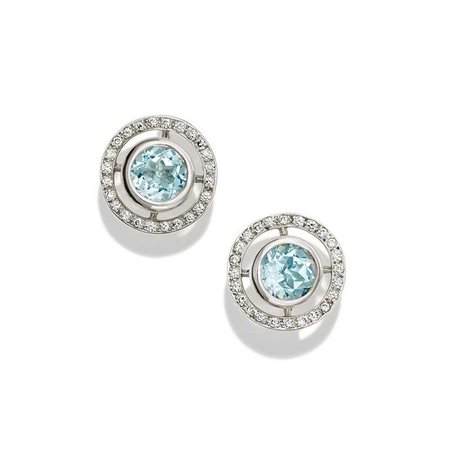 Stella Diamond and Blue Topaz White Gold Earring Studs