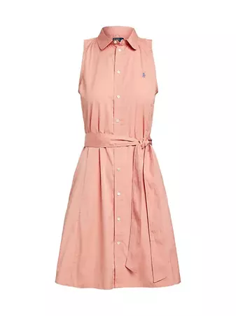 Shop Polo Ralph Lauren Belted Sleeveless Cotton Shirtdress | Saks Fifth Avenue