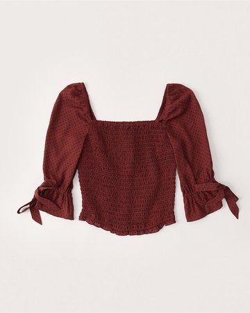 Womens Smocked Puff Sleeve Top | Womens New Arrivals | Abercrombie.com