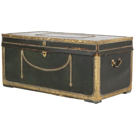 Regency Style Brass-Mounted Leather Steam Trunk, 1890s For Sale at 1stdibs