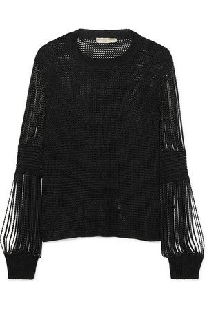 Bottega Veneta | Metallic crochet-knit and chainmail sweater | NET-A-PORTER.COM