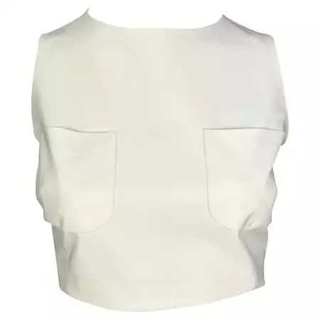 S/S 1996 Gucci by Tom Ford White Silk Crop Top Two Front Pockets For Sale at 1stDibs