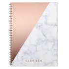 elegant white marble rose gold faux strip notebook | Zazzle.com
