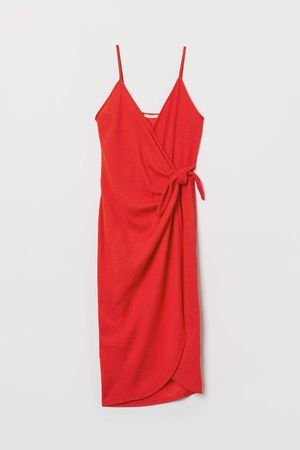 Wrap Dress with Ties - Red