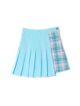 Blue pleated plaid skirt