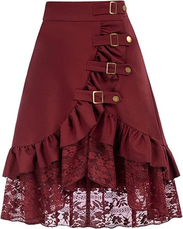 Belle Poque Women's Steampunk Gothic Vintage Victorian Gypsy Hippie Party Skirt at Amazon Women’s Clothing store