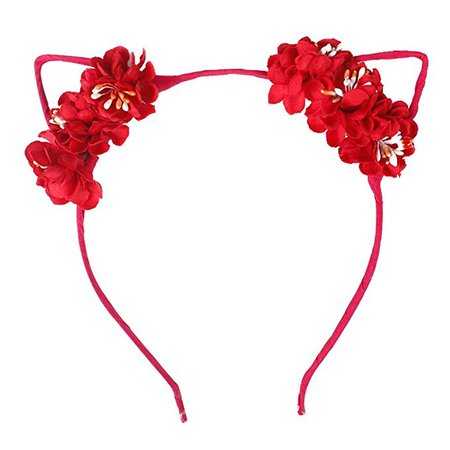Ztl Fabric Flower Cat Ears Headband Elegant Women Girl Hairband Hair Accessories
