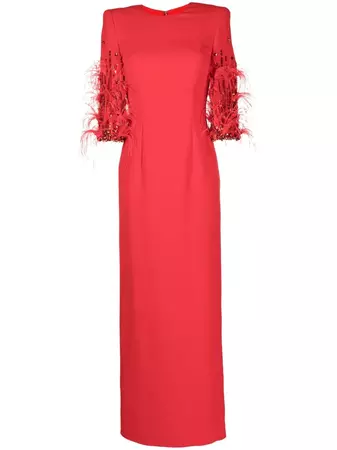 Jenny Packham Hummingbird feather-embellished Dress - Farfetch