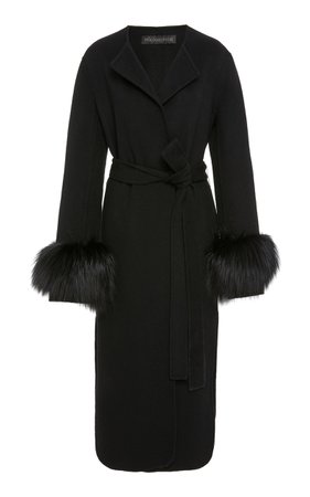 Evelyn Fox Fur-Trimmed Wool Coat by Pologeorgis | Moda Operandi