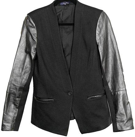 Madewell J Crew Leather Sleeve Blazer Style B1655 Black Size 12 New at Amazon Women’s Clothing store