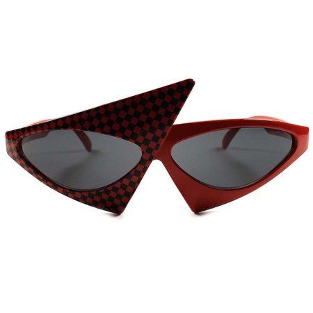 RED BLACK CHECKERS Funky Unique Vintage Retro Funky Womens Cat Eye Sunglasses - $12.99 | PicClick