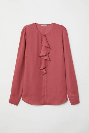 Blouse with Flounce - Red
