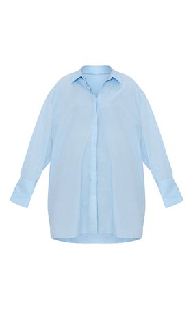 Robe chemise oversize bleu clair en coton | PrettyLittleThing FR