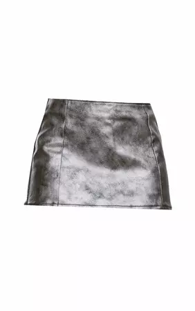 Silver Micro Mini Coated Denim Skirt | Denim | PrettyLittleThing USA