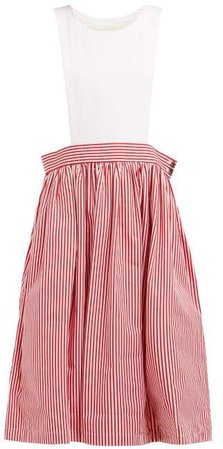 Striped Cotton Pinafore Dress - Womens - Red White