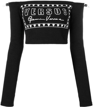 VERSUS logo intarsia cropped sweatshirt