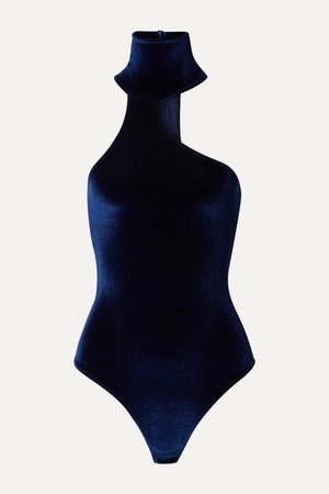 Alix NYC | Carmine cutout stretch-velvet turtleneck thong bodysuit | NET-A-PORTER.COM