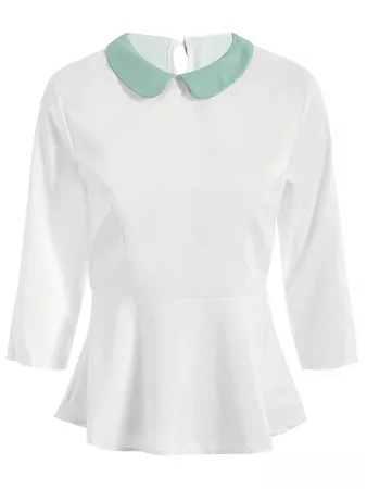 2018 Sweet Women's Peter Pan Collar 3/4 Sleeve Flounced Blouse WHITE M In Blouses Online Store. Best Colored Dress For Sale | DressLily.com