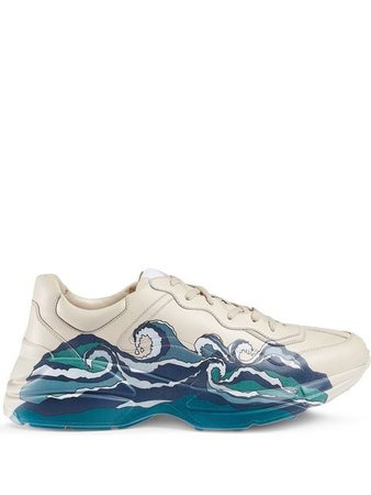 Gucci Men's Rhyton Leather Sneaker With Wave - Farfetch
