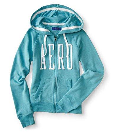 Aeropostale NY Women's Full-Zip Hoodie Sweatshirt (Aqua 1442, L) at Amazon Women’s Clothing store: