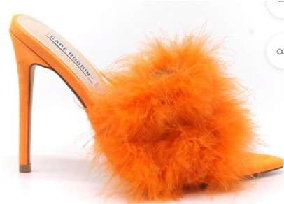 orange faux fur heel