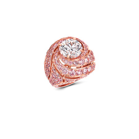 Pink Swirl Ring, Pink and white diamond | Graff
