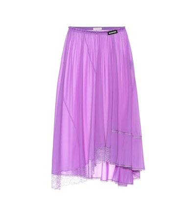 Lace-trimmed jersey skirt