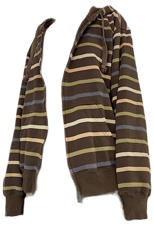 brown striped zip up hoodie