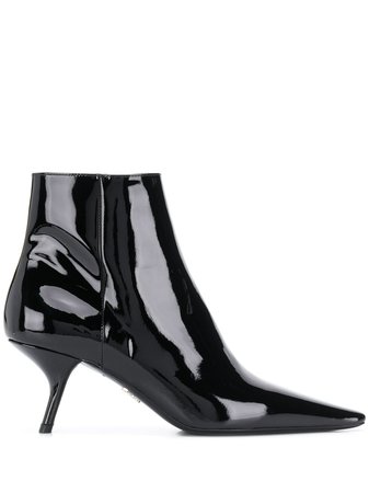 Black Prada Glossy Effect Ankle Boots | Farfetch.com