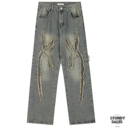 Vintage Tie-Dye Loose Jeans Men's Y2K Streetwear... - Depop