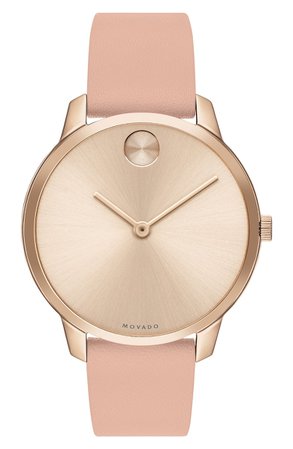 Movado Bold Leather Strap Watch, 42mm | Nordstrom