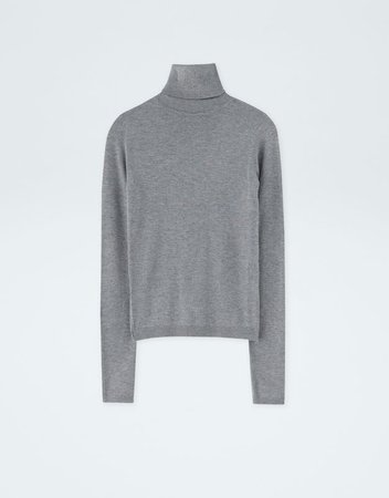 Gray Turtleneck Knitted Shirt
