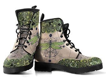 Handcrafted Shoes Dragonfly Paisley Womens Boots Womens | Etsy