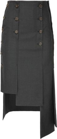 Babukhadia Assymetrical Button Detail Skirt