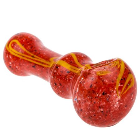 Glasscity Red Glass Spoon Pipe with Yellow Swirl | 4 Inch | Grasscity.com