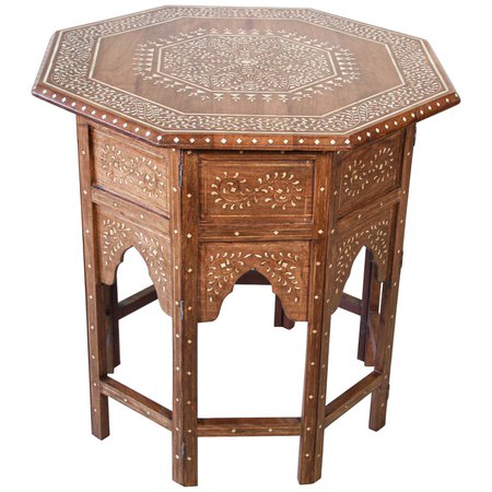Anglo-Indian Mughal Octagonal Moorish Table with Inlay For Sale at 1stDibs