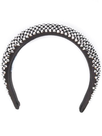 Black Prada Rhinestone Embellished Hairband | Farfetch.com