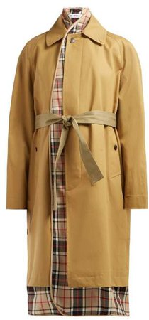 Check Lined Cotton Twill Trench Coat - Womens - Beige Multi