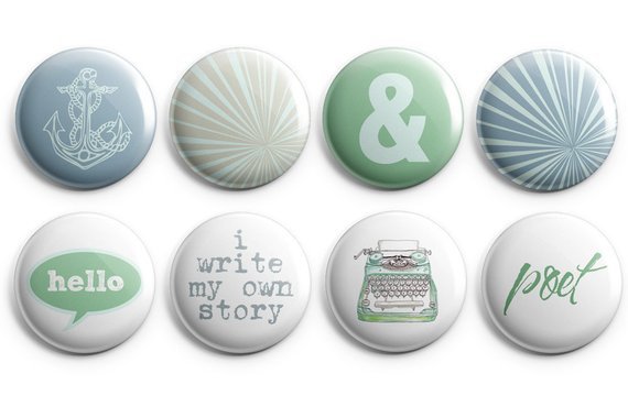 Poet buttons / Writer buttons Valentines' Gift