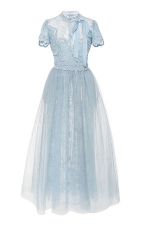 Light Blue Collared Evening Gown