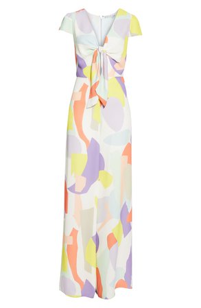 Alice + Olivia Sierra Abstract Pattern Tie Front Jumpsuit | Nordstrom