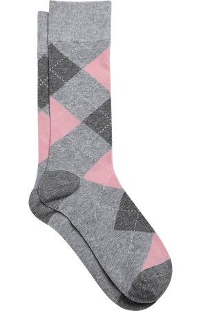Egara Socks, Pink & Gray Argyle
