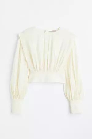 Defined-shoulder Crêped Blouse - Cream - Ladies | H&M US
