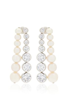 Sterling Silver Crystal, Pearl Drop Earrings By Completedworks | Moda Operandi